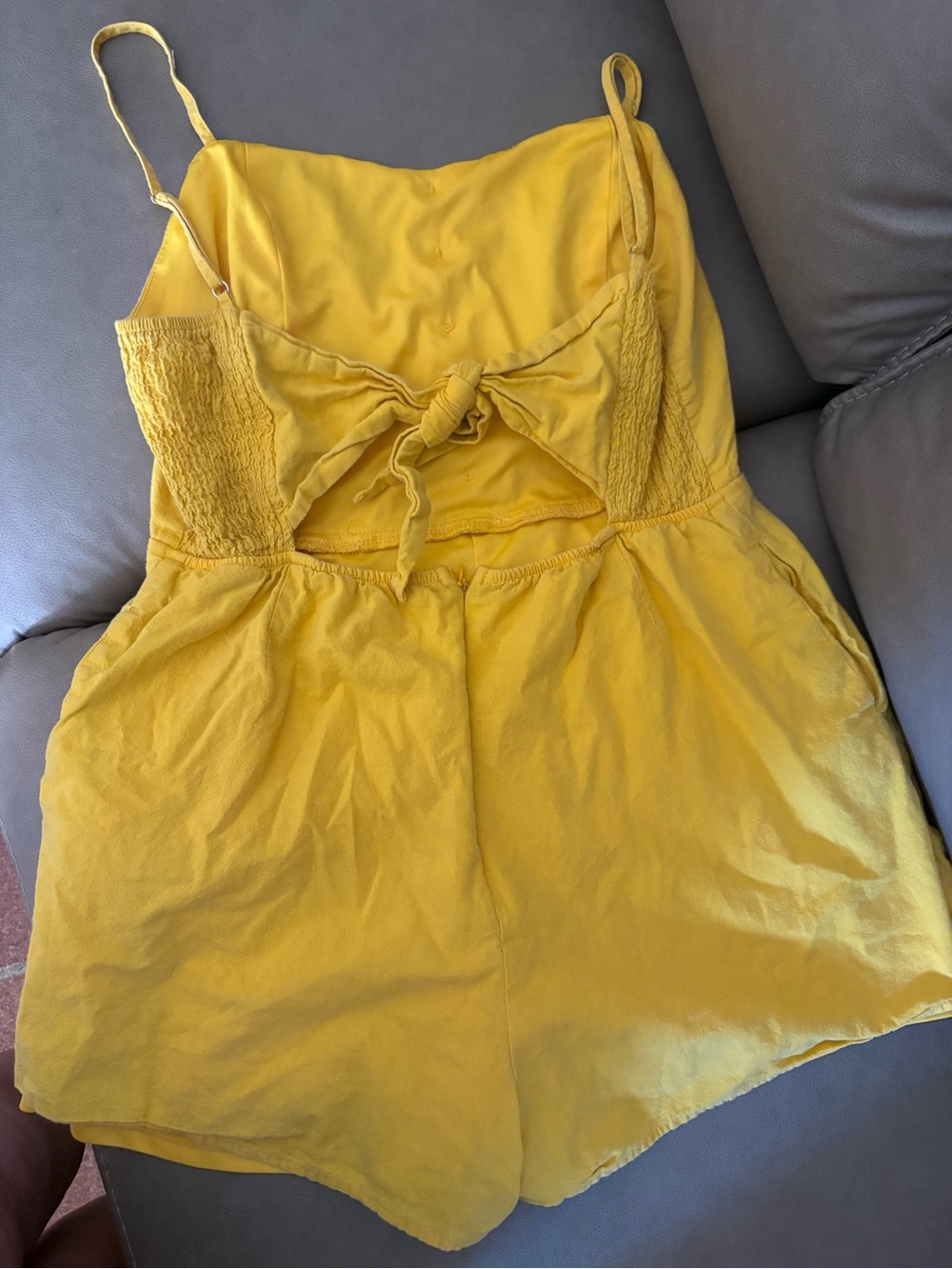 Women’s Yellow Tie Back Romper